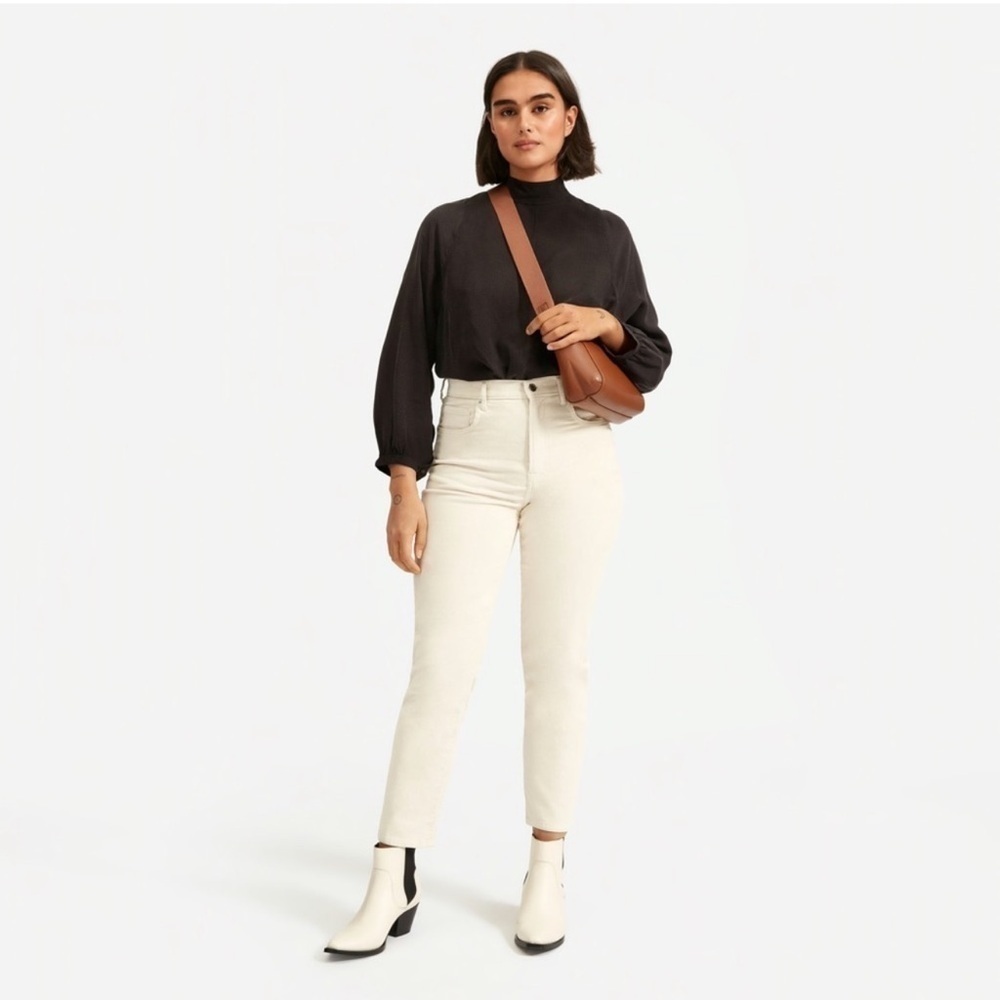 EVERLANE Baby Cord Cheeky Pants Regular Cream Sandstone 25 Straight Leg Corduroy